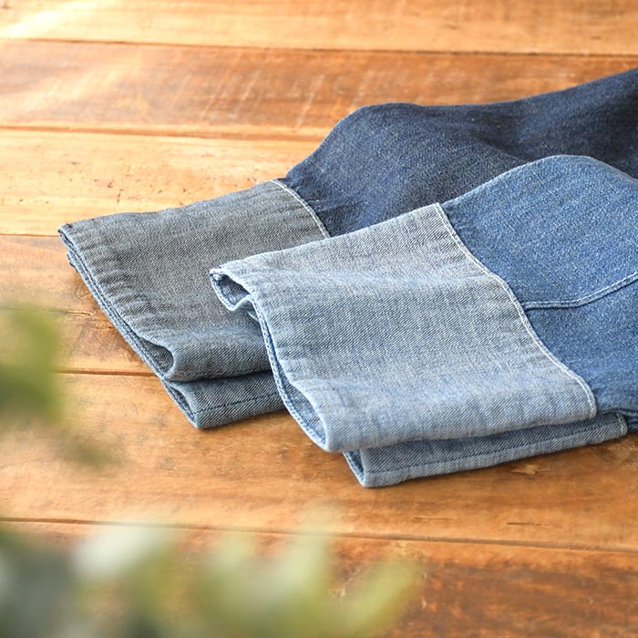 パンツ 綿麻デニム ステッチ使い 裾折り返し テーパードパンツ earth_eco_loco 春 夏 30代 40代 50代 26SS0508, | earth_eco_loco | 15