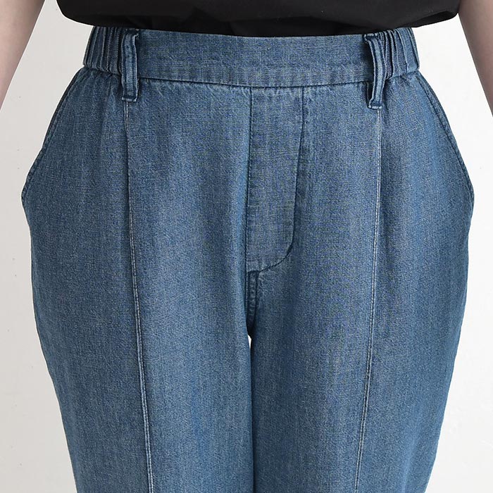 パンツ 綿麻デニム ステッチ使い 裾折り返し テーパードパンツ earth_eco_loco 春 夏 30代 40代 50代 26SS0508, | earth_eco_loco | 16