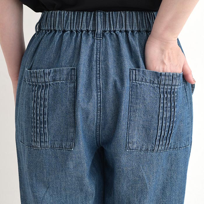 パンツ 綿麻デニム ステッチ使い 裾折り返し テーパードパンツ earth_eco_loco 春 夏 30代 40代 50代 26SS0508, | earth_eco_loco | 17