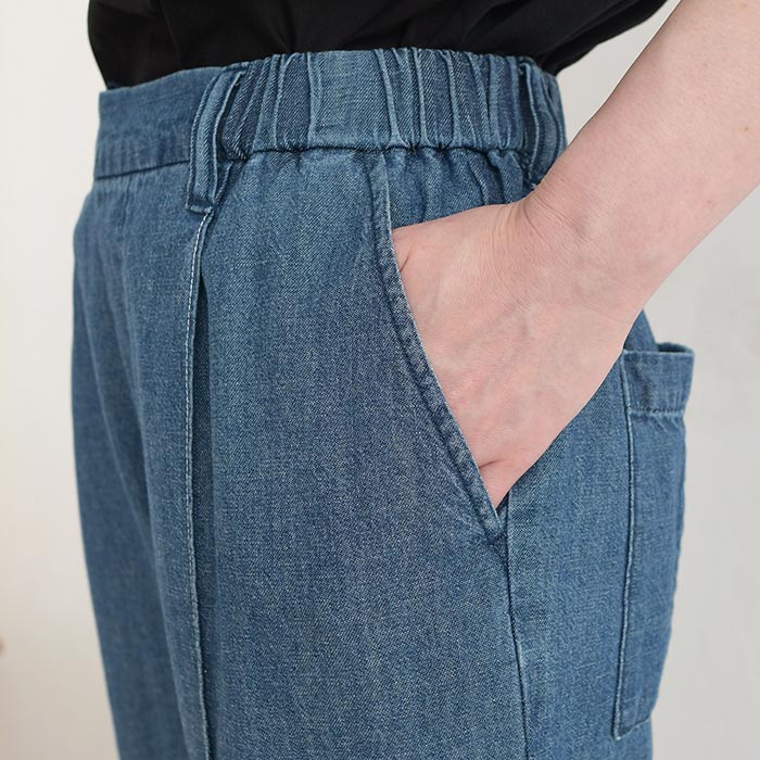 パンツ 綿麻デニム ステッチ使い 裾折り返し テーパードパンツ earth_eco_loco 春 夏 30代 40代 50代 26SS0508, | earth_eco_loco | 18