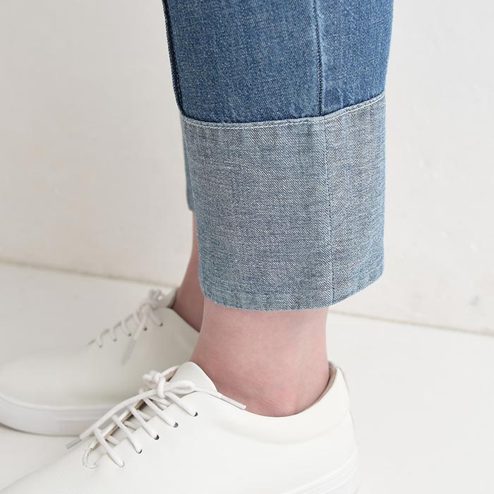 パンツ 綿麻デニム ステッチ使い 裾折り返し テーパードパンツ earth_eco_loco 春 夏 30代 40代 50代 26SS0508, | earth_eco_loco | 19
