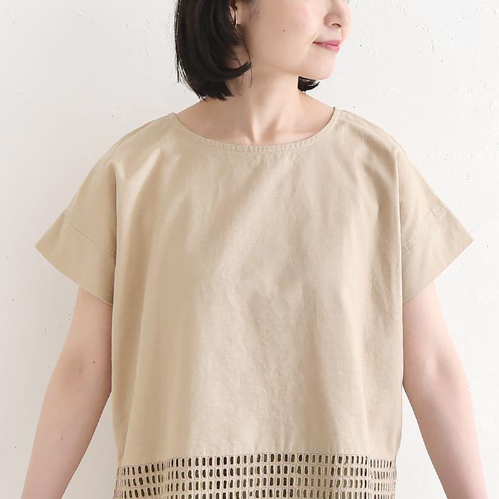ブラウス カットワークレース 綿麻 プルオーバー earth_eco_loco 夏 春 30代 40代 50代 26SS0604, | earth_eco_loco | 13