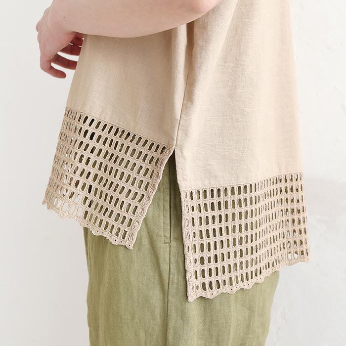 ブラウス カットワークレース 綿麻 プルオーバー earth_eco_loco 夏 春 30代 40代 50代 26SS0604, | earth_eco_loco | 17