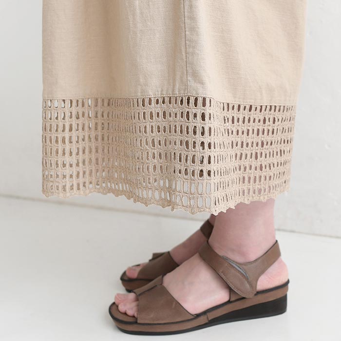 フレアパンツ カットワークレース 綿麻 ガウチョパンツ earth_eco_loco 夏 春 30代 40代 50代 26SS0604, | earth_eco_loco | 16