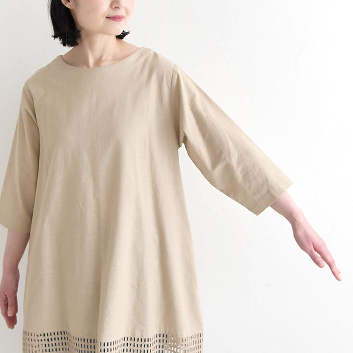 チュニックワンピース カットワークレース 綿麻 earth_eco_loco 夏 春 30代 40代 50代 26SS0604, | earth_eco_loco | 15