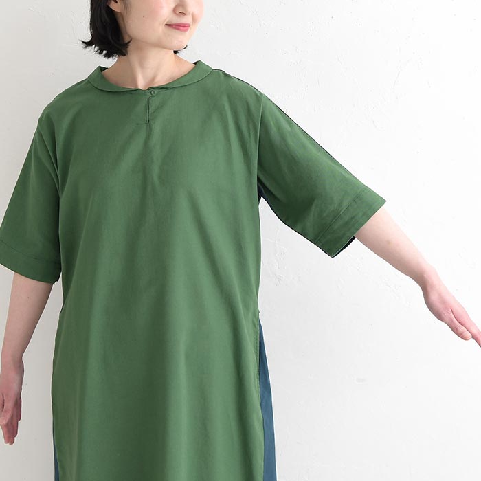 ワンピース 綿麻 前後配色 earth_eco_loco 夏 春 30代 40代 50代 26SS0529, | earth_eco_loco | 18