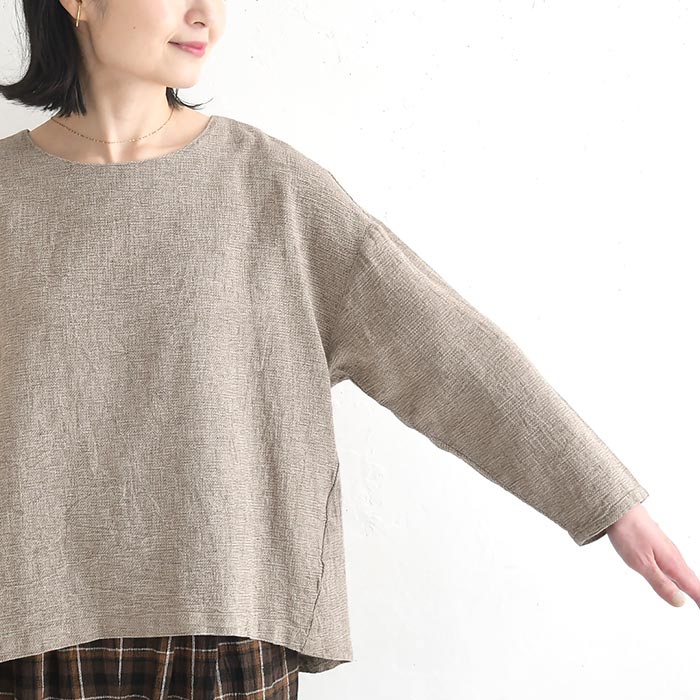 早割10％OFFクーポン プルオーバー ブラウス 綿麻パナマクロス earth_eco_loco  秋 30代 40代 50代 26AW0821, | earth_eco_loco | 17