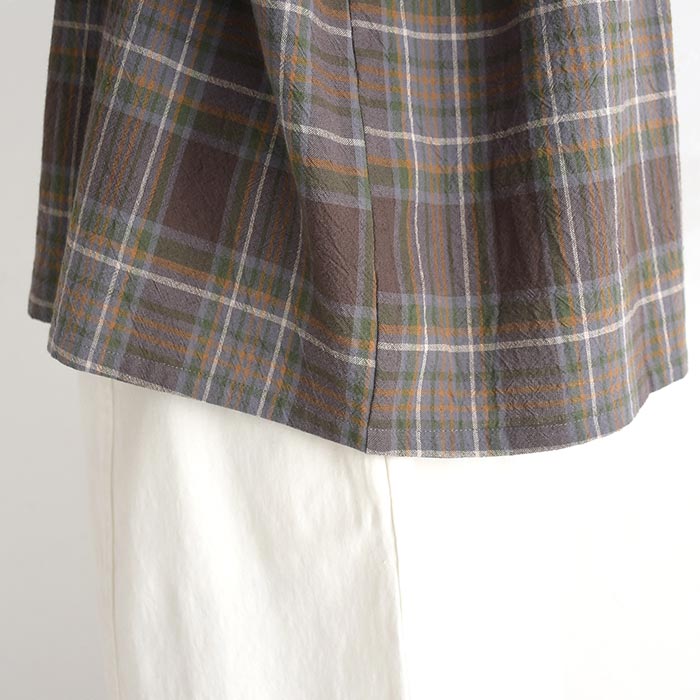 早割10％OFFクーポン ブラウス 綿麻 フリル チェック earth_eco_loco  秋冬 30代 40代 50代 26AW0821, | earth_eco_loco | 20