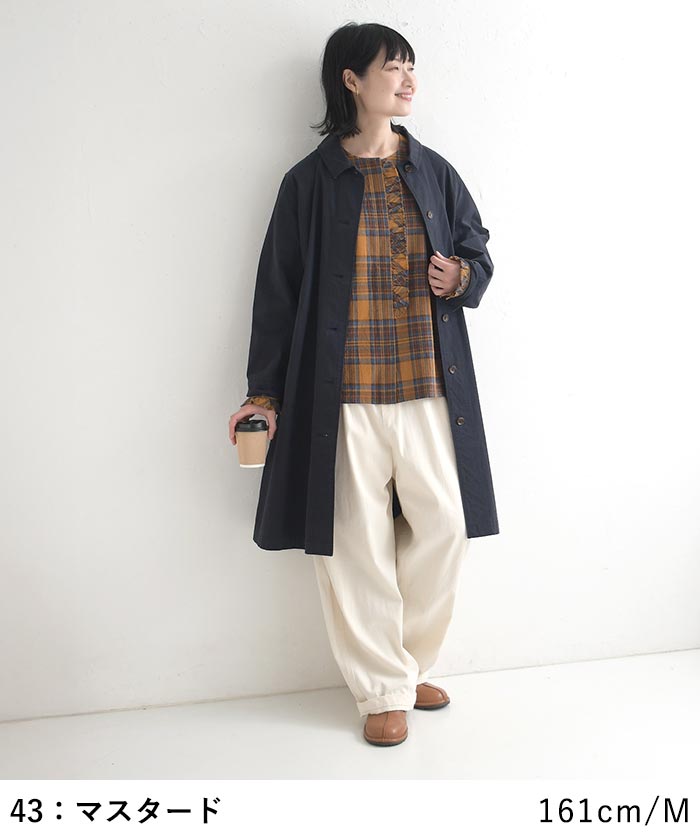 早割10％OFFクーポン ブラウス 綿麻 フリル チェック earth_eco_loco  秋冬 30代 40代 50代 26AW0821, | earth_eco_loco | 11