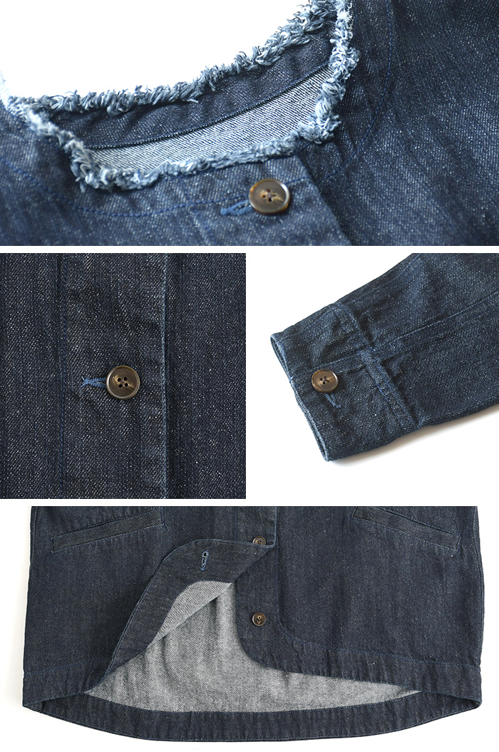 早割10％OFFクーポン ジャケット 9.5ozデニム ノーカラー earth_eco_loco  秋冬 30代 40代 50代 26AW0821, | earth_eco_loco | 19