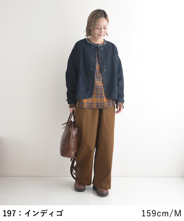 早割10％OFFクーポン ジャケット 9.5ozデニム ノーカラー earth_eco_loco  秋冬 30代 40代 50代 26AW0821, | earth_eco_loco | 02