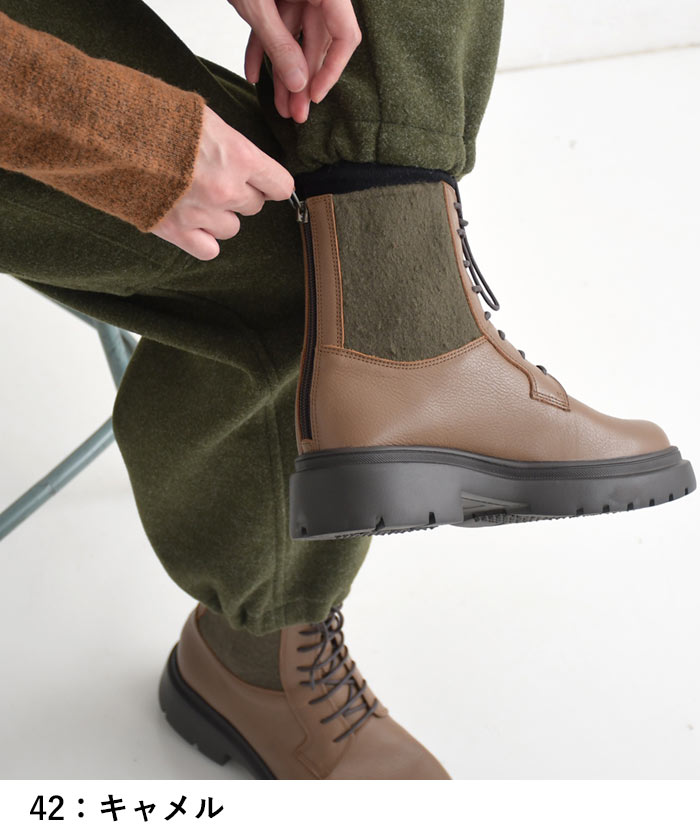 クーポンで30％OFF 本革 3E レースアップ ブーツ レディース サイドゴア コンフォートシューズ 25AW1003, | earth_eco_loco | 17