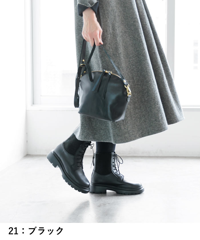 クーポンで30％OFF 本革 3E レースアップ ブーツ レディース サイドゴア コンフォートシューズ 25AW1003, | earth_eco_loco | 18