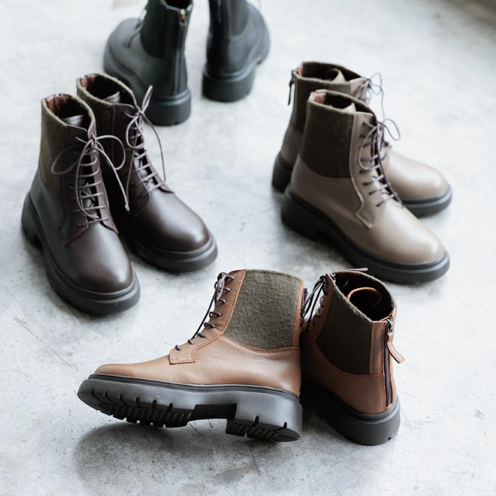 クーポンで30％OFF 本革 3E レースアップ ブーツ レディース サイドゴア コンフォートシューズ 25AW1003, | earth_eco_loco | 19