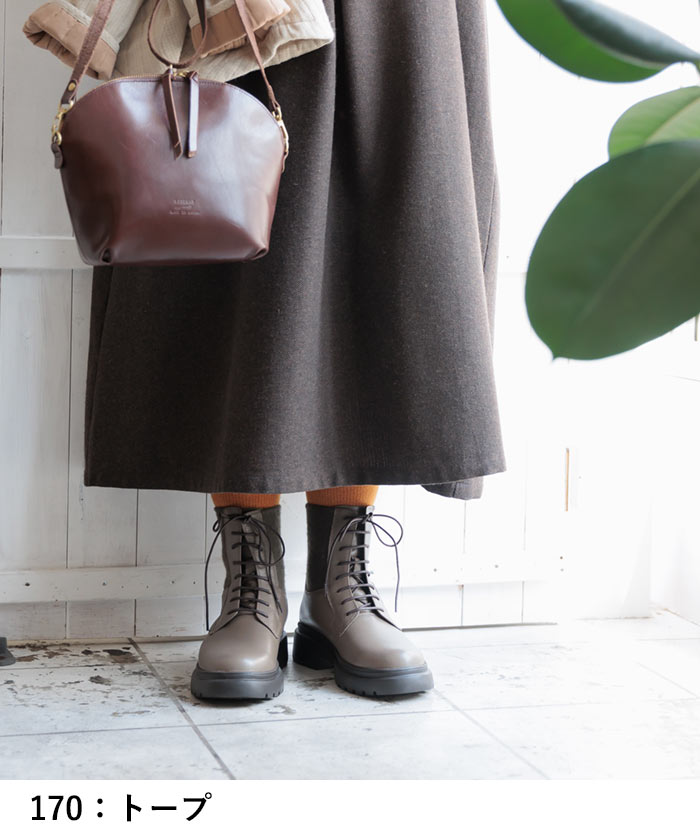 クーポンで30％OFF 本革 3E レースアップ ブーツ レディース サイドゴア コンフォートシューズ 25AW1003, | earth_eco_loco | 07