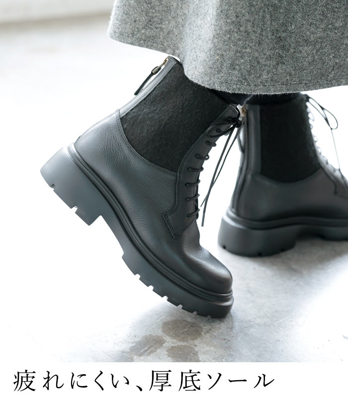 クーポンで30％OFF 本革 3E レースアップ ブーツ レディース サイドゴア コンフォートシューズ 25AW1003, | earth_eco_loco | 12