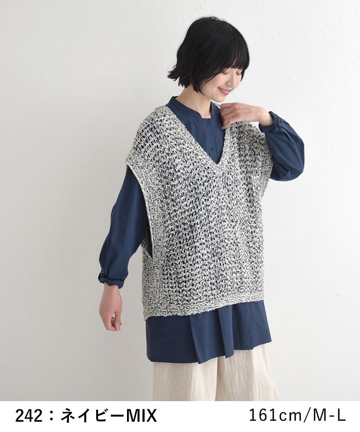 クーポンあり ニットベスト綿混メランジニット サマーニット earth_eco_loco 春 夏 30代 40代 50代 26SS0327, | earth_eco_loco | 16
