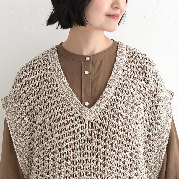 クーポンあり ニットベスト綿混メランジニット サマーニット earth_eco_loco 春 夏 30代 40代 50代 26SS0327, | earth_eco_loco | 18