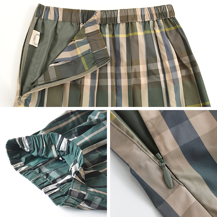 プリーツスカート チェック柄 ロングスカート 形状記憶 earth_eco_loco  秋 冬 30代 40代 50代 26AW0904, | earth_eco_loco | 20
