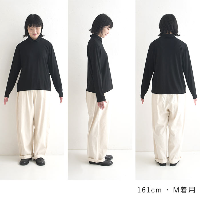 カットソー 襟レース使い ハイネック 柔らかストレッチ earth_eco_loco  秋 冬 30代 40代 50代 26AW0904, | earth_eco_loco | 20
