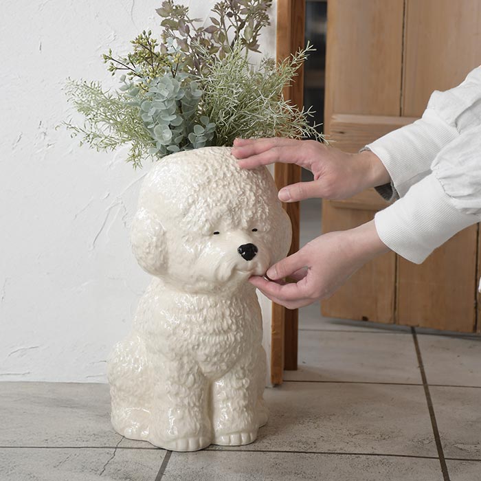 花瓶 フラワーベース 犬 ビションフリーゼ インテリア かわいい