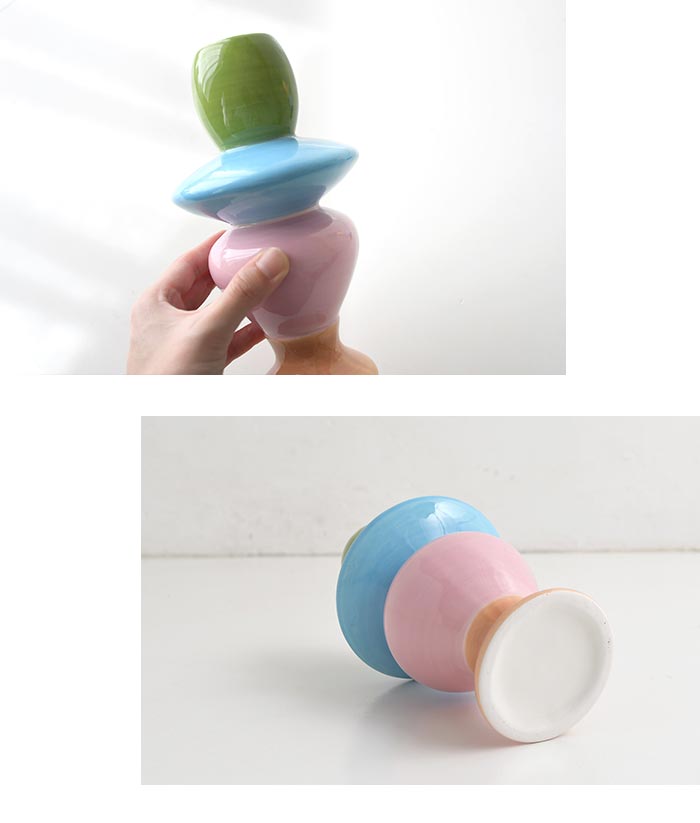 陶器製　インテリア　カラフルな花置物 陶器 陶花 インテリア イタリア置物 イタリア雑貨 インテリア雑貨