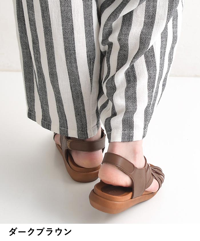 サンダル レディース 本革 日本製 メッシュ ぺたんこ Shake In cloak