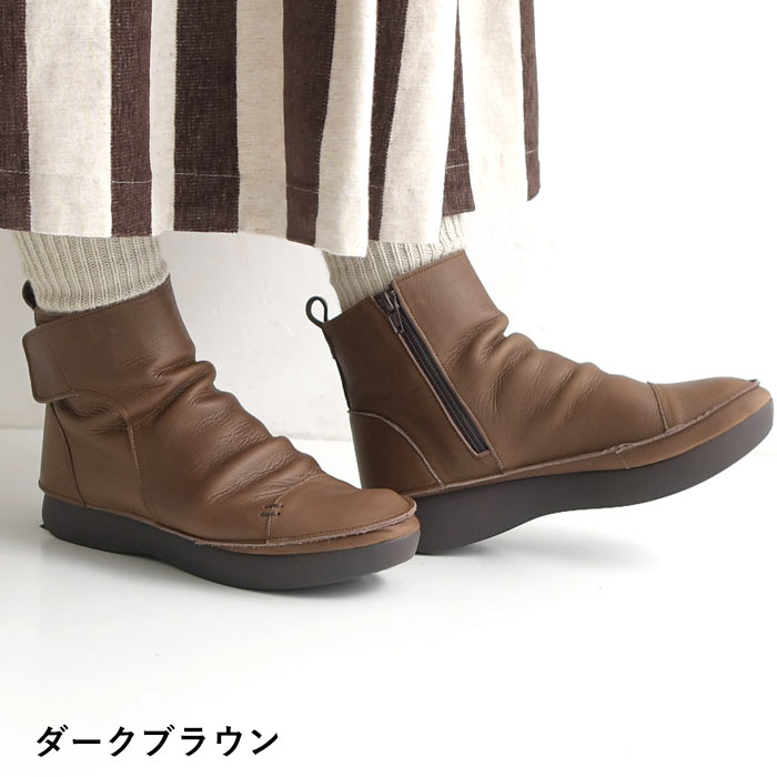 08Mab 日本製 本革 調整可能 サイドジップブーツ 靴 軽量 歩きやすい レディース 冬 秋 2...