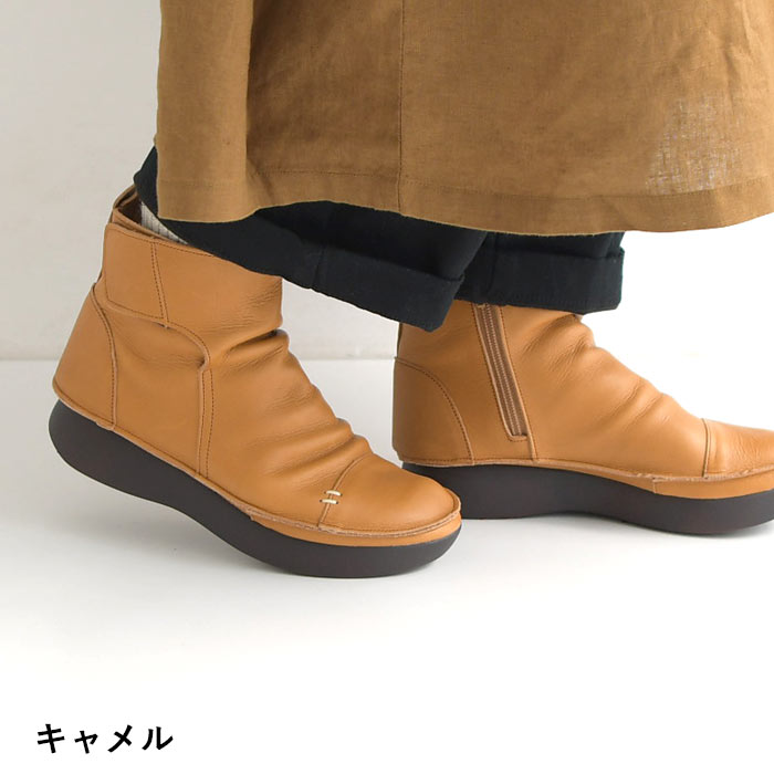 08Mab 日本製 本革 調整可能 サイドジップブーツ 靴 軽量 歩きやすい レディース 冬 秋 2...