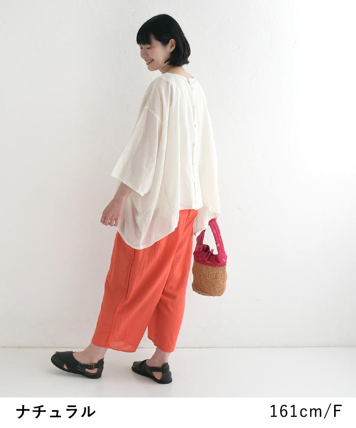 ブラウス レディース プルオーバー ポンチョ風 前後着 コットンリネン 綿 麻 25SS0711, SO(ファッション) ブラウス レディース プルオーバー ポンチョ風