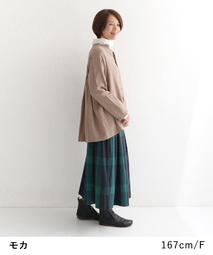 SO[ ] コットンビエラ スタンドカラー ふんわり後ろギャザーブラウス 起毛 シャツ 綿100％秋冬 30代 40代 50代 23AW1124,　爆買 SO(ファッション) SO[ ] コットンビエラ スタンドカラー