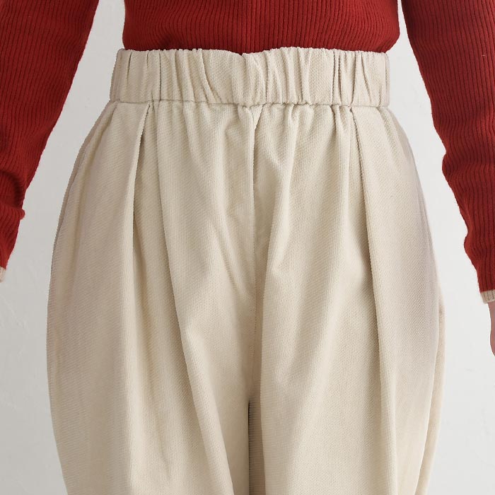 SO パンツ ワイド レディース 綿変形コーデュロイ 裾ダーツ30代 40代