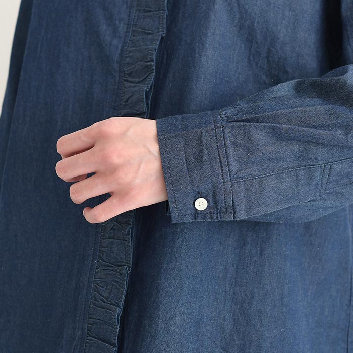 最大20％OFFクーポンあり SO[ ] コットンデニム フリルブラウス 綿100％ 春 秋 冬 25AW0123, 爆買 | SO(ファッション) | 15