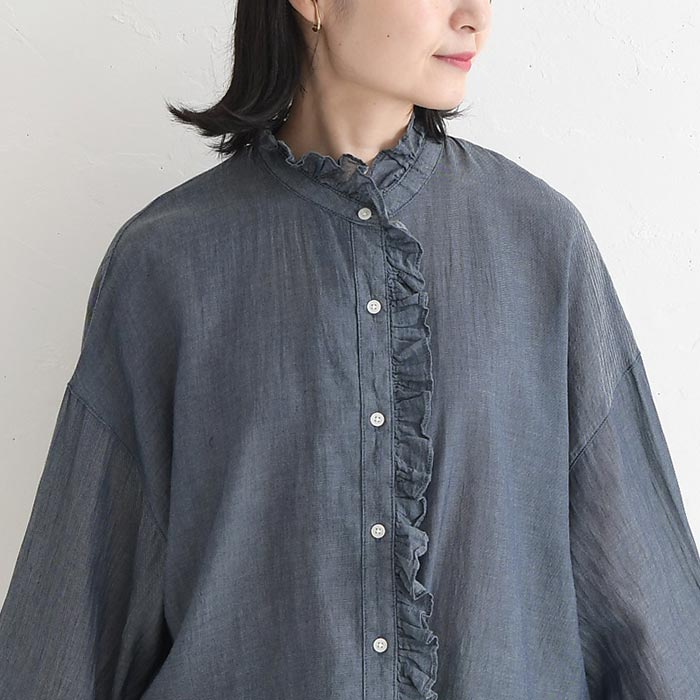 フリルブラウス コットンシフォンデニム 綿100％ SO[]  春 夏 秋 30代 40代 50代 26AW0807, | SO(ファッション) | 13