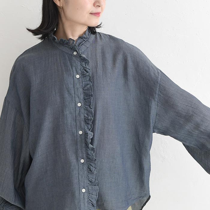 フリルブラウス コットンシフォンデニム 綿100％ SO[]  春 夏 秋 30代 40代 50代 26AW0807, | SO(ファッション) | 15