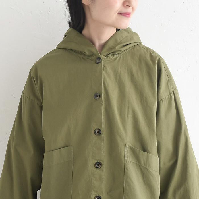 フード付きシャツジャケット コットンツイル SUN VALLEY 日本製品染め 秋 春 sel, 26AW0925, | SUN VALLEY | 15
