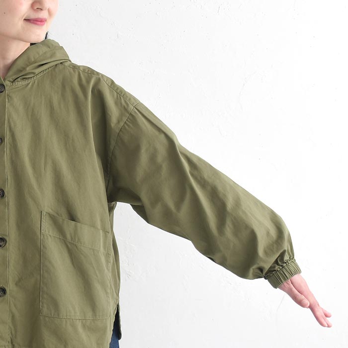 フード付きシャツジャケット コットンツイル SUN VALLEY 日本製品染め 秋 春 sel, 26AW0925, | SUN VALLEY | 18