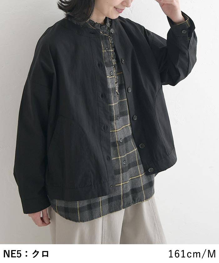 ノーカラージャケット ショートコート 綿ナイロンダンプ  SUN VALLEY 秋 春 sel, 26AW0925, | SUN VALLEY | 14