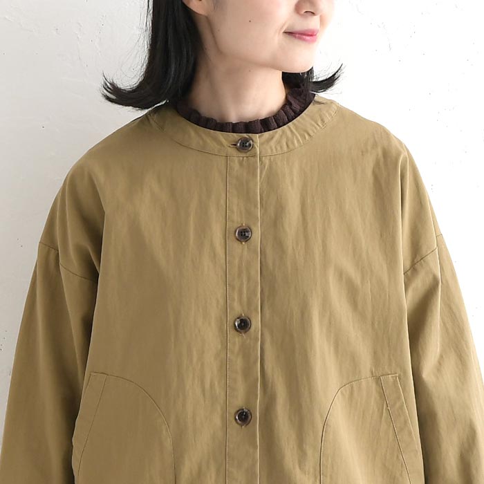 ノーカラージャケット ショートコート 綿ナイロンダンプ  SUN VALLEY 秋 春 sel, 26AW0925, | SUN VALLEY | 15