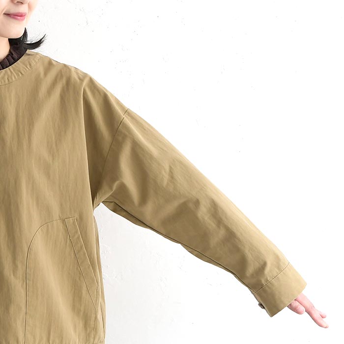 ノーカラージャケット ショートコート 綿ナイロンダンプ  SUN VALLEY 秋 春 sel, 26AW0925, | SUN VALLEY | 18