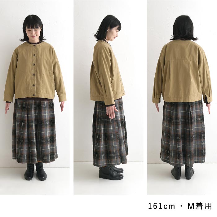 ノーカラージャケット ショートコート 綿ナイロンダンプ  SUN VALLEY 秋 春 sel, 26AW0925, | SUN VALLEY | 21