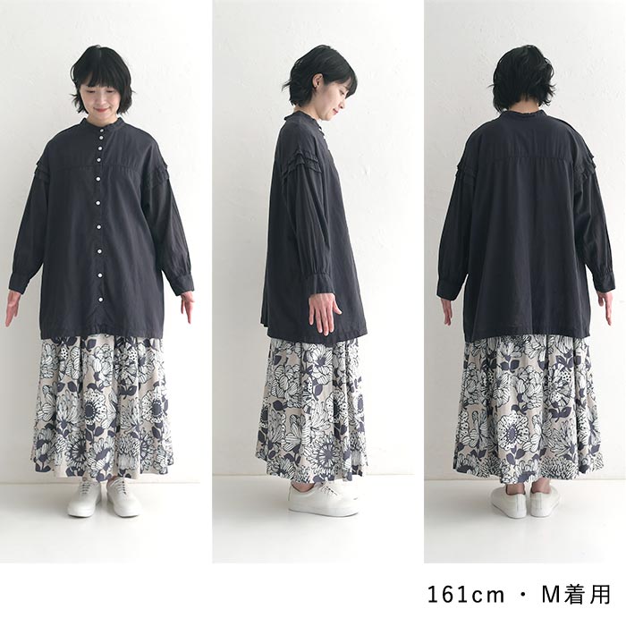 1,111円OFFクーポンあり メール便送料無料 チュニックブラウス 長袖 レディース シャツ 袖フリル 大人可愛い 綿100％ 25SS0411, | SUN VALLEY | 22