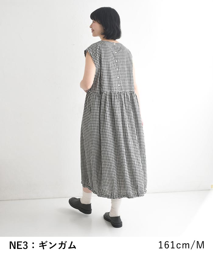 新作早割P5倍 ワンピース SUN VALLEY 綿麻平織 チェック フレンチ袖 春 夏 30代 40代 50代 26SS0306, | SUN VALLEY | 12