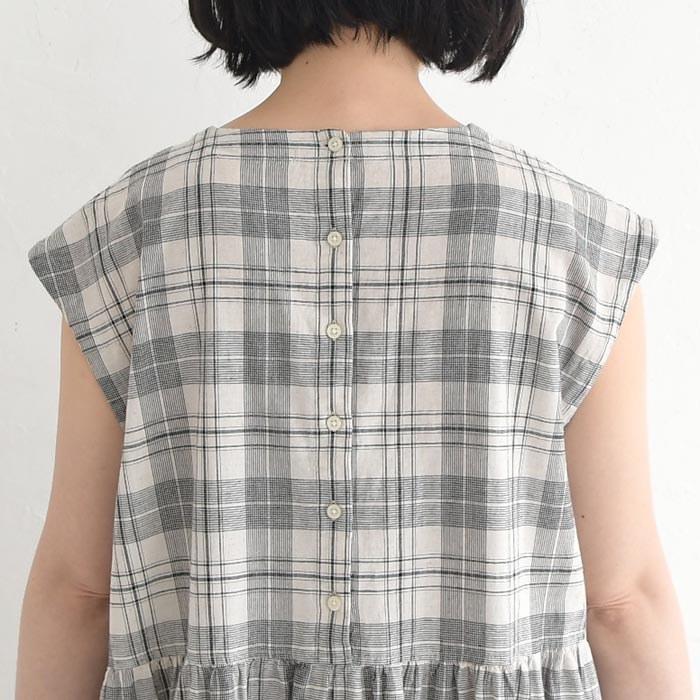 新作早割P5倍 ワンピース SUN VALLEY 綿麻平織 チェック フレンチ袖 春 夏 30代 40代 50代 26SS0306, | SUN VALLEY | 16