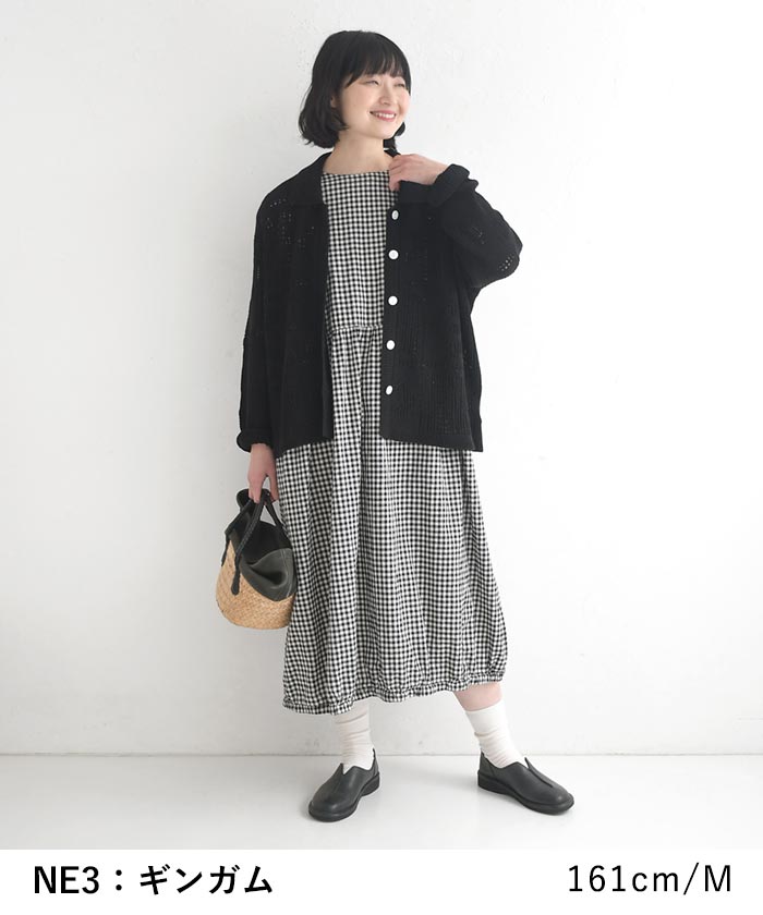 新作早割P5倍 ワンピース SUN VALLEY 綿麻平織 チェック フレンチ袖 春 夏 30代 40代 50代 26SS0306, | SUN VALLEY | 04