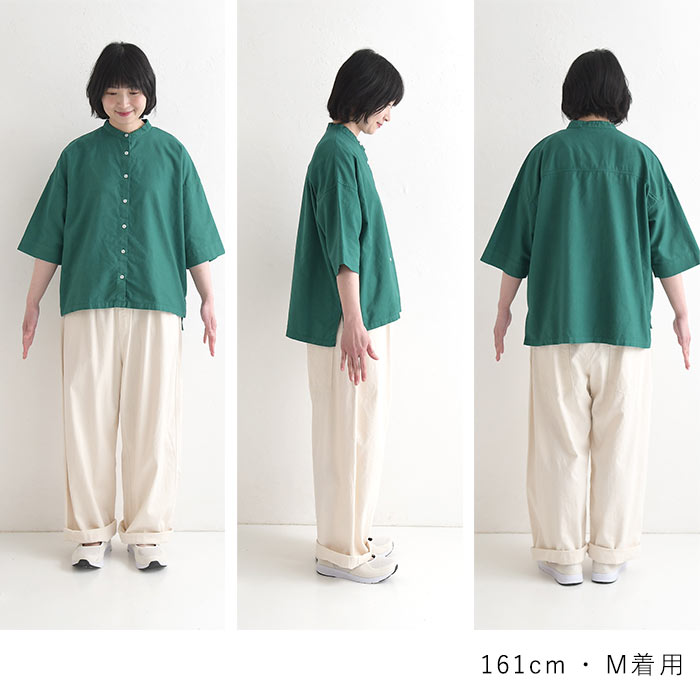 SUN VALLEY（サンバレー） シャツ ブラウス バンドカラー 綿オックス