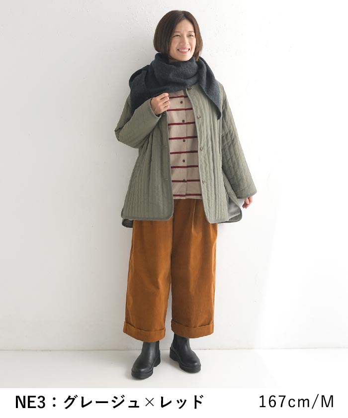 シャツ ブラウス 長袖 レディース ボーダー バンドカラー SUN VALLEY サンバレー 綿麻 24AW1024, redt, gret, 　爆買 SUN VALLEY シャツ ブラウス 長袖 レディース ボーダー バンド