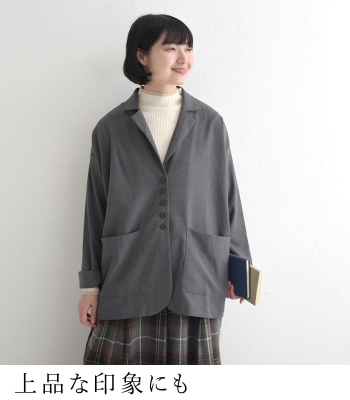 ムーミン　新品SACRA テーラードフランネルジャケット グレー カーキ SUN VALLEY（サンバレー） ジャケット レディース SUN VALLEY TRツイル