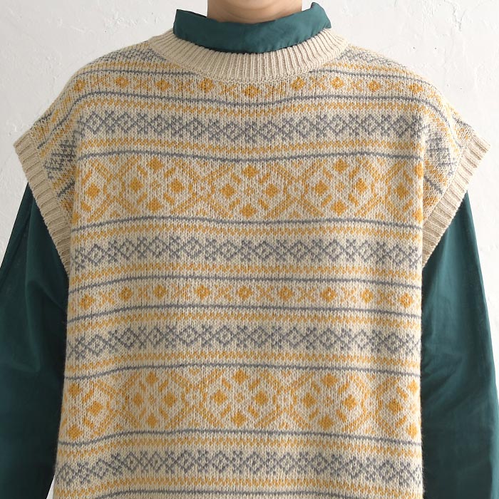 50％OFF セール！ 返品交換不可 ニットベスト レディース プルオーバー ラムウール混 SUN VALLEY サンバレー 24AW1011, q1219, q5, | SUN VALLEY | 12