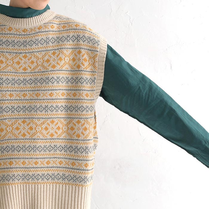 ニットベスト レディース プルオーバー ラムウール混 SUN VALLEY サンバレー 24AW1011, 　爆買 SUN VALLEY ニットベスト レディース プルオーバー ラムウール混
